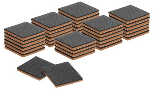 sourcing map 36 Pcs Felt & EVA Furniture Pads, 1 5/8 (40mm) Square Furniture Feet Wood Floor Protectors Self Adhesive for Protecting Hardwood Floors, Table Legs and Chair Legs, Brown+Black