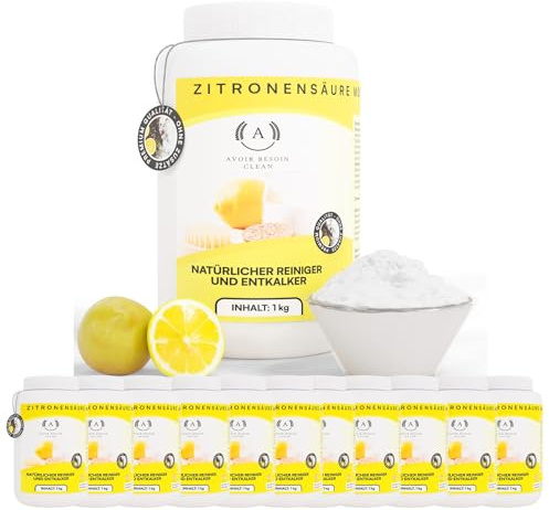 Polvere di acido citrico monoidrato 12 x 1 kg | Detergente naturale per la casa | Detergente in polvere ecologico per la pulizia E330 puro