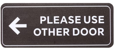 YOKIVE Please Use Other Door Sign, ABS Plastic Self-Adhesive Use Other Door Sign Sticker with Arrow, Great for Business Office Entrance Stores(Dark Brown, 6 x 2.-Inch)