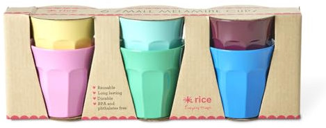 Rice Show You Colors Lot de 6 gobelets en mélamine pour enfant - Gobelets de camping - Vaisselle en mélamine incassables - Sans BPA - 160 ml