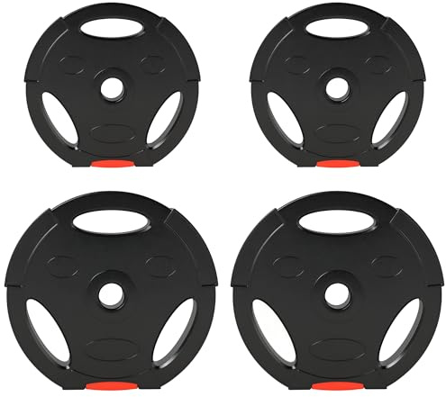 SPORTNOW Juego de Discos Pesas de 4 Piezas Discos de Pesas Total 30 kg 2x10 kg 2x5 kg con Orificios de 25 mm para Mancuernas Barras Entrenamiento Casa Gimnasio