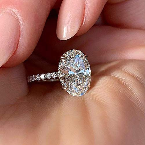 Classic Promise Ring 925 Sterling Silver Oval Cut 925 Sterling Silver Oval Cut 3 Carat Cubic Zircon Ring AAAAA Zircon Cubic Zirconia Promise Förlovningsringar för vigselringar Storlek 6 Storlek 6