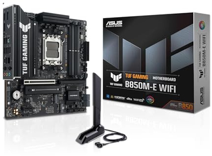 ASUS TUF Gaming B850M-E WiFi Mainboard Sockel AMD AM5 (Micro-ATX, DDR5 Speicher, PCIe 5.0, 3X M.2, WiFi 6E, Aura Sync)