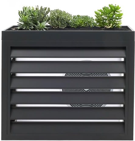 Mendler Revestimiento para aire acondicionado/bomba de calor HWC-O43, cubierta de rejilla protectora para maceta, metal 80 x 90 x 38 cm – antracita