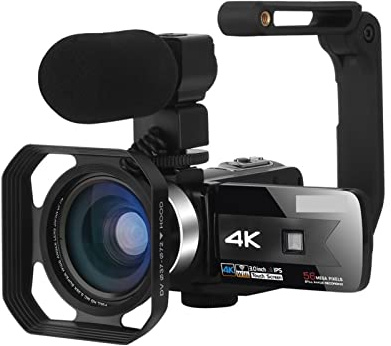 QZCX Cámara Digital, Camcorder de cámara de Video 4K 5 6MP WiFi Night Vision Beauty Light Scree Touch Digital Vlogging Cámara(Standard,K1 Gray)