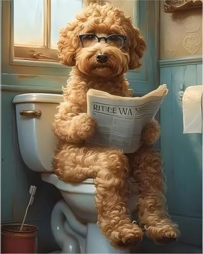 Fokenzary Paint by Numbers Kit for Adults Dog DIY Canvas Unframed 40x50cm