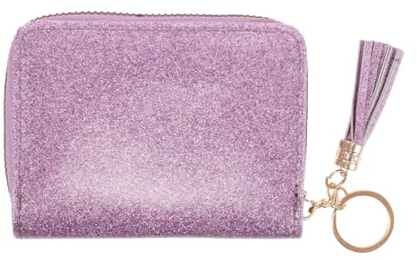 BESPORTBLE Portefeuille Compact avec Structure Accordéon en PU et Pompons Élégants Grosse Capacité, Fermeture Éclair pour Femme Shopping en Extérieur