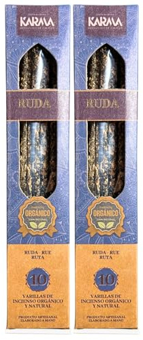 Pack 2 Cajas DE Incienso ORGÁNICO Natural DE RUDA Hecho A Mano (10 Varillas por Caja).