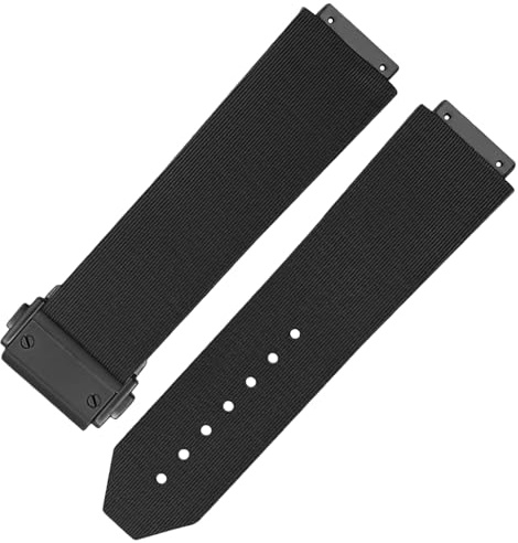 HiCycle2 Uhrenarmband Ersatz für Hublot Big Bang Luna Rossa Gummiband Armband Uhrenarmband 25 * 19mm (Schwarz & Schwarz)