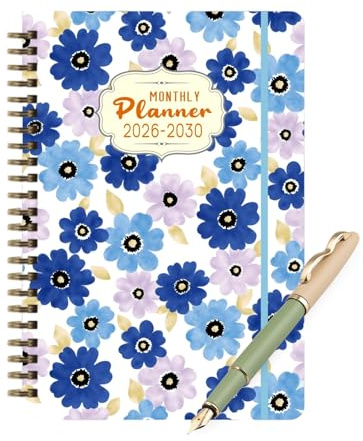Agenda con calendario, 5 anni, rilegata a , planner mensile 2026-2030, per studenti di scuola, affari, lavoro e pianificazione sulla scrivania