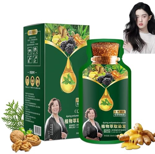 Gentle Plant-Based Fast-Acting Hair Dye, Plant-Extract Color-Protecting Cream, Plant-Based Hair Dye with Hair Mask, Suitable for Home Use by Seniors and Young People