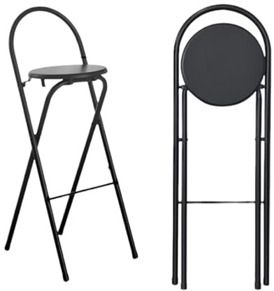 Sgabello da bar rotondo pieghevole alto 65 cm 70 cm 75 cm sedia da cucina per pub e colazione, sedile da banco bistrot, sedile rigido, capacità 100 kg (colore: nero)
