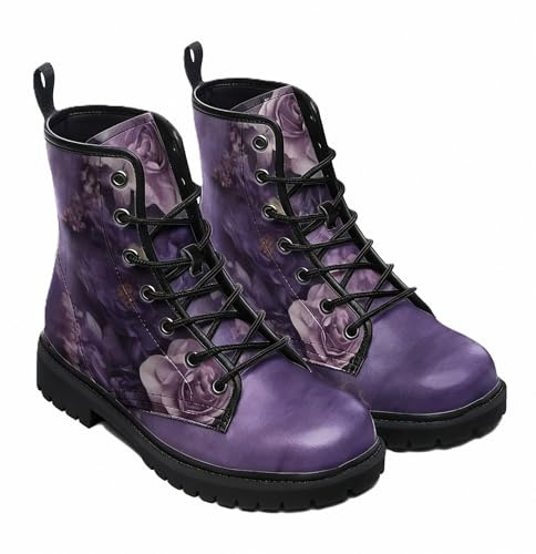 Maimeili Stivaletti alla caviglia donna stampati con fiori, rose e teschi – Stile casual colorato con plateau in pelle, perfetti per viaggi, quotidianità, feste, Halloween e Natale