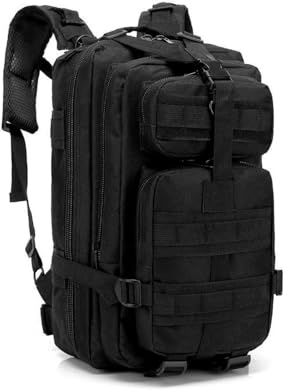 Generisch Taktischer Rucksack, groß, 3-Tage-Einsatzrucksack, Molle-Sicherheitsrucksack, Notfallrucksack, kompatibel mit Wandern, Treeking Reisen(Black B)