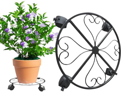 Soporte para plantas con ruedas – Rodillos de soporte para macetas de fuerte capacidad de carga – Base para plantas en maceta – para interiores y exteriores, jardín, patio, balcón