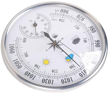 Barometri in metallo con indicatore di temperatura, ideale per escursioni, campeggio e ricerca scientifica barometri meccanici portatili ad alta precisione e termometri Costruzione in metallo per