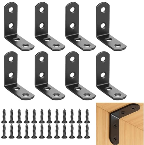 8 Pcs Angle Brackets for Wood L Brackets Corner Brackets Stainless Steel L Shaped Bracket Right Corner Bracket 90 Degree L Shape Brackets with Screws 40 x40 mm for Fixing and Repairing Furniture
