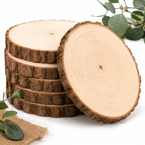 Lindahandel 24er Set Holzscheiben 16-20 cm Durchmesser,Baumscheiben Naturholz mit Rinde,Runde Holzscheiben zum Basteln,15 mm Dick,Ungebohrt,Holzscheiben Deko für DIY, Hochzeit, Tischdeko,Lasergravur