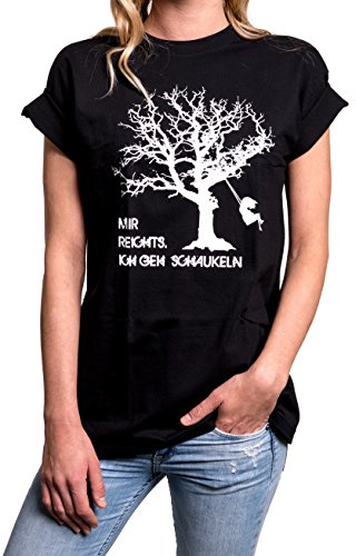 Mir reichts ich GEH schaukeln - T-Shirts mit lustigen Sprüchen Damen Longshirt Kurzarm schwarz
