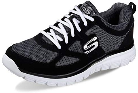 Skechers Burns Agoura träningsskor herr, Black Leather/Mesh/White Trim, 43 EU