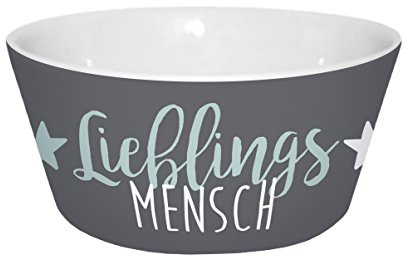 Infinite by GEDA Labels 12459 Müslischale 'Lieblingsmensch' Porzellanschale, Porzellan, grau, 13,5 x 13,5 x 6 cm