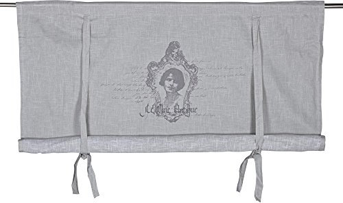 Scheibengardine Raff Gardine Raffrollo Vorhang 'Antique' 140 x 120 cm (BxH) Sand/leinenfarben mit Aufdruck Baumwolle Landhaus Shabby French Vintage Retro Antik Nostalgie