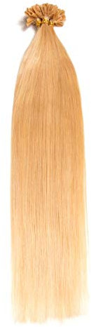 Blonde Keratin Bonding Extensions 100% Remy Echthaar Human Hair - 25x 1g 45cm Glatte Strähnen - Lange Haare mit Keratin Bondings U-Tip Haarverlängerung Haarverdichtung-Farbe:#24 Blond