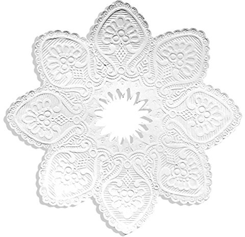 Kerzenmanschette weiß, Ø 10 cm, 5 Stück | aus Dresdner Pappe, geprägtes Papier