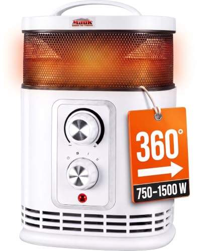 MAUK® PTC Keramik Heizlüfter | 1500 W 3 Stufen Thermostat | Elektro Heizung für Camping & Bad | energiesparend & leise