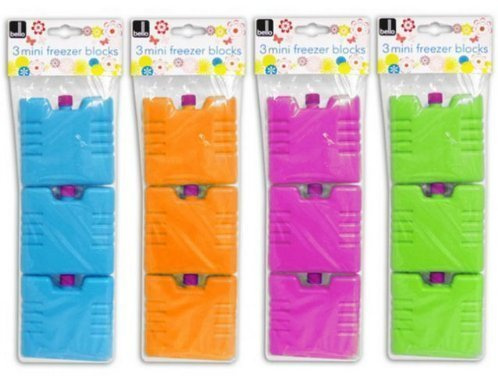 2 x Set of 3 Mini Ice Brick Pack Block Blocks Freezer Cooler Bag Box Travel Picnic (Assorted Colors)