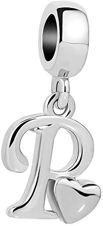 KunBead Jewelry Letter Charms Initial Dangle Alphabet Love Heart Beads for Charm Bracelets for Women