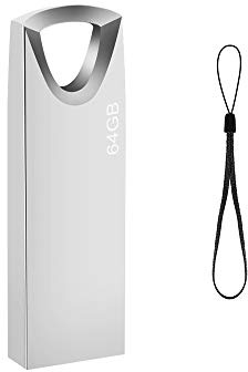 USB Stick 64GB, Slim Speicherstick 64GB Wasserdicht Pen Drive USB-Sticks 64 GB mit Schlüsselanhänger für Schule Büro Auto PC Laptop (Silber)