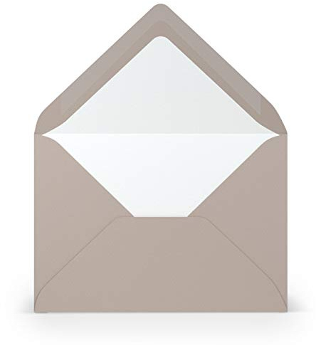 PAPERADO 50 Briefumschläge Taupe gerippt Hell-Braun Schlamm - 100 g/m² Kuvert Ohne Fenster 11,4 x 16,2 cm - Umschläge mit Nassklebung spitze Klappe