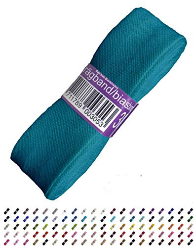 Sandras-Bastelladen Schrägband/Einfassband Baumwolle Uni gefalzt 3m x 20mm 377-Petrol
