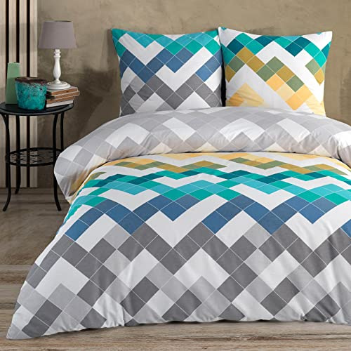 Buymax Bettwäsche 135x200 cm 4-teilig – Bettwäsche Set Renforcé 100% Baumwolle, 2 x Bettbezug 135x200 cm und 2 x Kissenbezüge 80x80 cm, Oeko-TEX, Reißverschluss, weich und atmungsaktiv