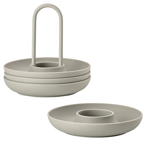 Zone Denmark Singles Eierbecher aus Silikon, Eierhalter, Stapelbar, 4er-Set mit Halter, Durchm. 11,2 cm, Höhe 9,5 cm, Mud