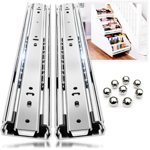 YENUO Heavy Duty Drawer Slides Full Extension Side Mount 12 14 16 18 20 22 24 26 28 30 32 34 36 40 Inch Metal Rails Track Guide Glides Runners 150lbs 1 Pair (Without Lock, 12 inch)