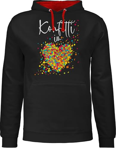Shirtracer - Pullover Herren Frauen Hoodie Kontrast zweifarbig - Karneval & Fasching - Damen - Konfetti im Herzen I