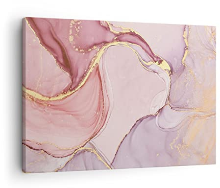 ARTTOR Bilder auf Leinwand Abstraktion Marmor Rosa Leinwandbild 70x50cm Wandbilder Dekoration Wohnzimmer Schlafzimmer Küche Deko Klein Wanddeko Bild Wand Kunstdruck Art Wall Decor Canvas AA70x50-4528
