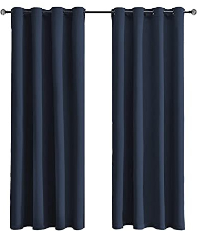 Tenger Home Gardinenschals Verdunkelungsvorhang Gardinen Blickdicht Vorhang Schlafzimmer mit Ösen, 1 Stück (Navy blau, 120 x 120 cm)