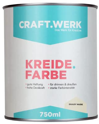 CRAFT.WERK Kreidefarbe für Möbel (750ml, shady nude) ultramatte Chalk Paint Farbe für Holz - Möbelfarbe einfach zu verarbeiten - Möbellack auf Wasserbasis - Made in Germany