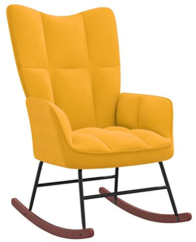 Susany Schaukelstuhl Relaxstuhl Stuhl Schwingsessel Schwingstuhl Polsterstuhl Schaukelsessel Relaxsessel Armlehnenstuhl Sessel für Wohnzimmer/Schlafzimmer/Kinderzimmer,Senfgelb Samt