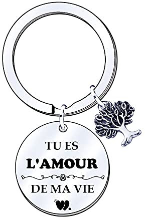 POIUYTRE Cadeaux Noel Couple Cadeau de Couple Porte Cles Couple - TU ES L'AMOUR DE MA VIE - Cadeau Saint Valentin Homme Femme Porte Cles pour Couple Cadeau d'anniversire Couple