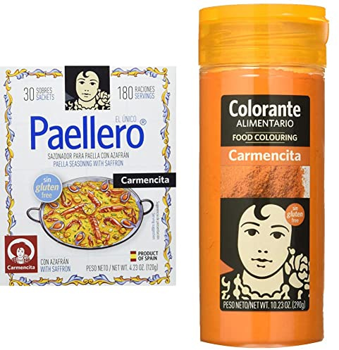 Carmencita Mezcla de Especias para Paella - 30 Sobres (02249) & Colorante Alimentario, 290g