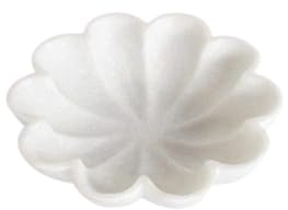 PUSHPA EXPORTS Handcrafted Marble Decorative Bowl Ripple Marble Bowl White Marble Flower Bowl Decorative Marble Scallop Bowl Ruffled Marble Bowl Ring Dish (6 inch)