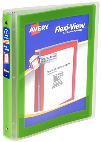 Avery® Flexi-View® 3 Ring Binder, 1 Round Rings, 1 Chartreuse Binder