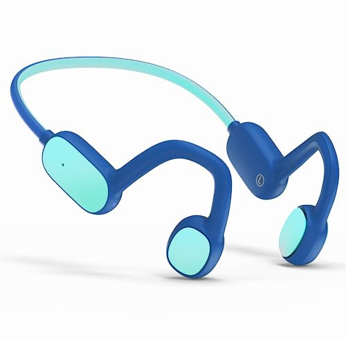 Mehomeli Kids Headphones, Bluetooth 5.2 Air Conduction Open Ear Headphones, 85dB Volume Limiting, Stereo Sound with Mic, IPX5 Waterproof, 20H Playtime, Perfect for School and Outdoor Activities-Blue