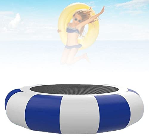 SYUFRE Inflatable Water Trampoline, Outdoor Diving Splash Padded Bouncer with Electric Inflator, Rope Ladder, Mooring Ropes & Anchor, Bounce Swim Platform for Pools Lakes Garden 3m