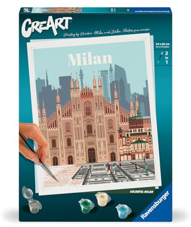 Ravensburger CreArt Farbenfrohes Mailand - Malen nach Zahlen für Erwachsene | DIY Malset mit Pinsel und Acrylfarben, 24 x 30 cm, Geschenk für Frauen und Männer