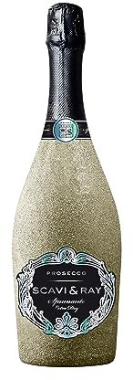SCAVI & RAY Prosecco DOC Spumante Glitzer Gold Bling Bling, extra trocken, fruchtig frischer Schaumwein aus Italien, 11% Vol. Alkohol, 0,75l - perfekt für festliche Anlässe oder als Geschenkidee